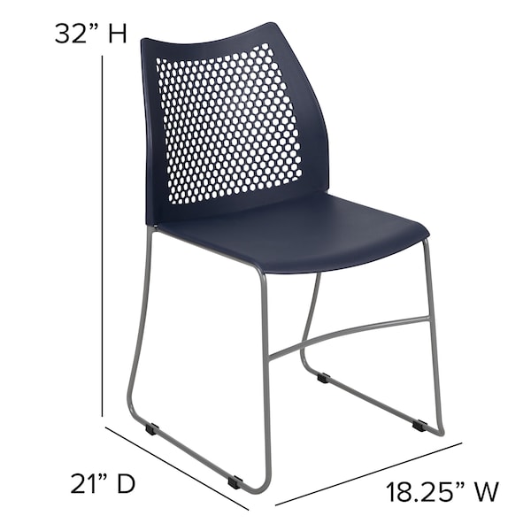 Flash Furniture Navy Plastic Stack Chair, PK5 - 5-RUT-498A-NY-GG