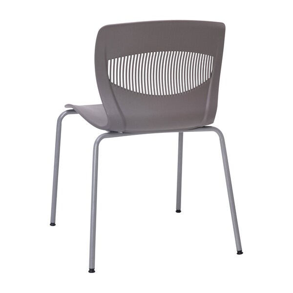 Flash Furniture Gray Plastic Stack Chairs with Lumbar Support, PK 5 - 5-RUT-NC618-GY-GG