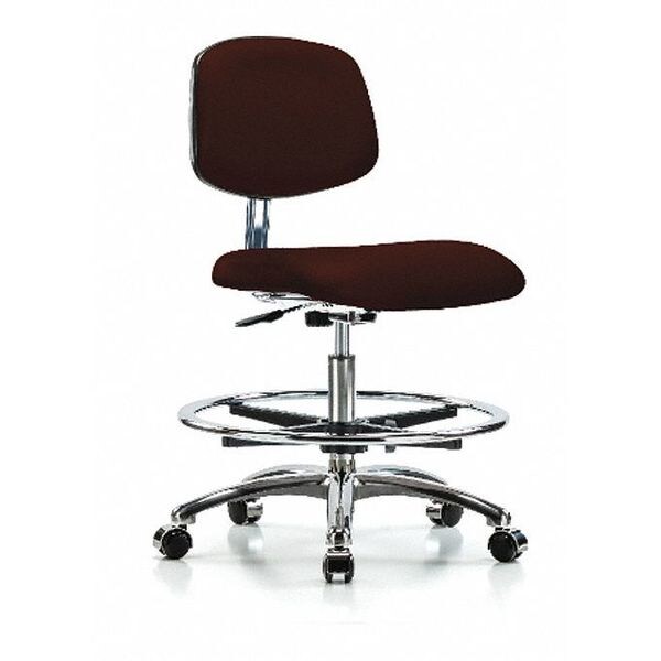 Blue Ridge Ergonomics Clean Room Chair Med Ben Chair, Vin, Chrm, CF, Cast, Burg, CL10, 22" to 29" Height, Vinyl, Burgundy - BR-CLR-VMBCH-CR-CF-CC-8569