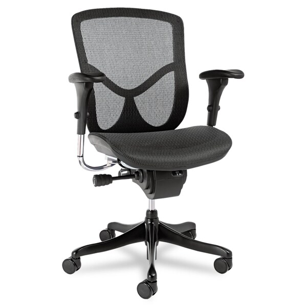 Alera Executive Chair Ergonomic Multifunction Mid-Back Mesh Chair, T-Bar Arms, 18-3/8" to 23" Height - ALEEQA42ME10B