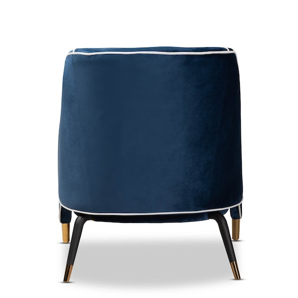 Baxton Studio Ainslie Navy Blue Velvet Upholstered Gold Finished Armchair - 159-9842