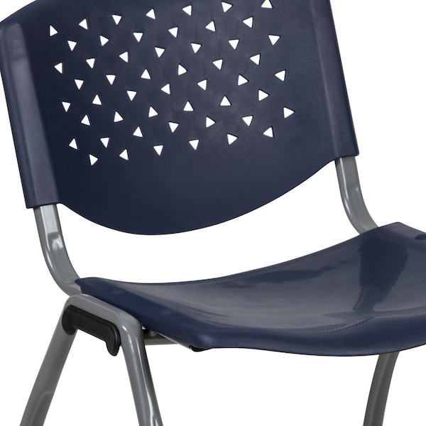 Flash Furniture HERCULES Series 5 Pack 880 lb. Capacity Navy Plastic Stack Chair with Titanium Gray Powder Coated Frame - 5-RUT-F01A-NY-GG