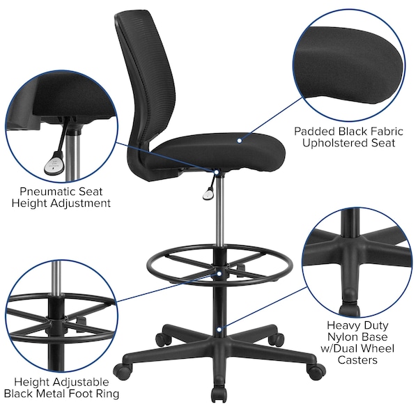 Flash Furniture Mesh 32 1/2-, No Arm, Back, Seat, Frame: Black - GO-2100-GG
