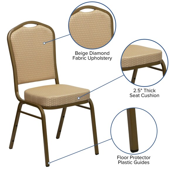 Flash Furniture Hercules Banquet Chair, 17-1/4 in W 20-1/4" L 38" H, Fabric Seat - FD-C01-ALLGOLD-H20124E-GG