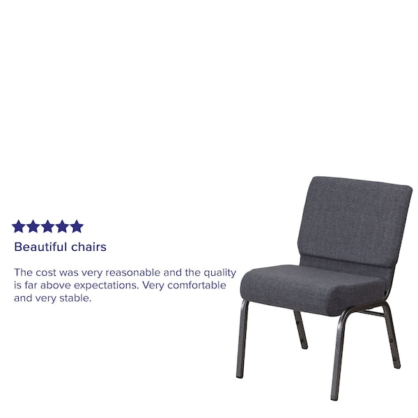 Flash Furniture Hercules Church Chair, Gray Back, 21-1/4 in W 25" L 33" H, Fabric Seat - FD-CH0221-4-SV-DKGY-GG