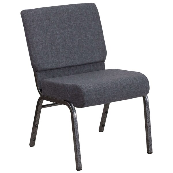 Flash Furniture Hercules Church Chair, Gray Back, 21-1/4 in W 25" L 33" H, Fabric Seat - FD-CH0221-4-SV-DKGY-GG