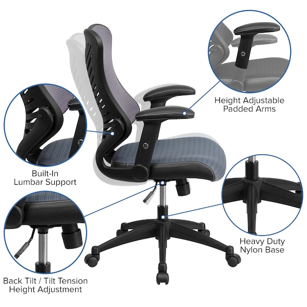 Flash Furniture Executive Chair, Gray  Seat, Mesh Back - BL-ZP-806-GY-GG