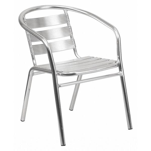 Flash Furniture Contemporary Restaurant Stack Chair, Aluminum Seat, Gray Back, 22 W 24" L 29 H, Integrated - TLH-1-GG