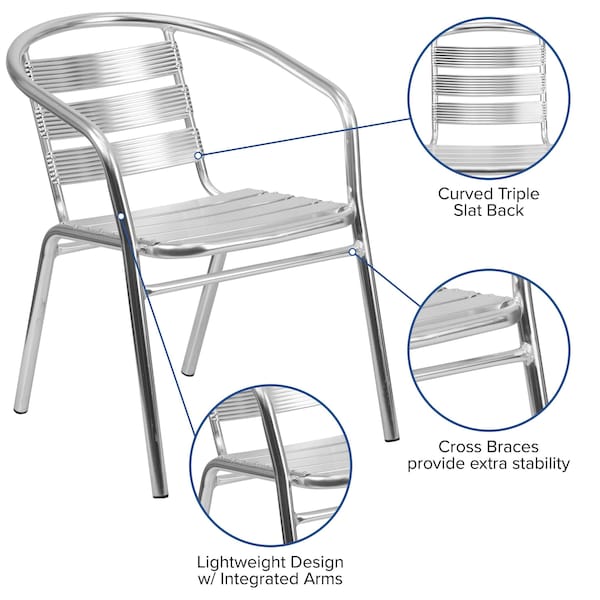 Flash Furniture Contemporary Restaurant Stack Chair, Aluminum Seat, Gray Back, 22 W 24" L 29 H, Integrated - TLH-1-GG