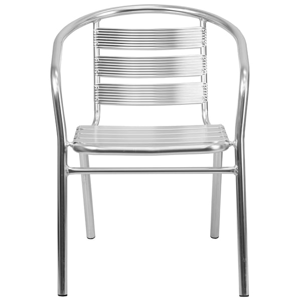 Flash Furniture Contemporary Restaurant Stack Chair, Aluminum Seat, Gray Back, 22 W 24" L 29 H, Integrated - TLH-1-GG