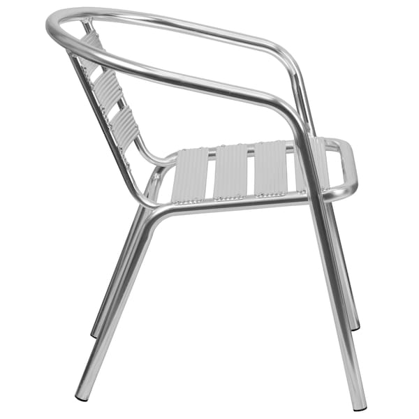 Flash Furniture Contemporary Restaurant Stack Chair, Aluminum Seat, Gray Back, 22 W 24" L 29 H, Integrated - TLH-1-GG