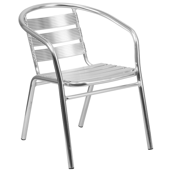 Flash Furniture Contemporary Restaurant Stack Chair, Aluminum Seat, Gray Back, 22 W 24" L 29 H, Integrated - TLH-1-GG