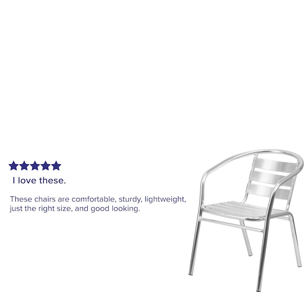 Flash Furniture Contemporary Restaurant Stack Chair, Aluminum Seat, Gray Back, 22 W 24" L 29 H, Integrated - TLH-1-GG