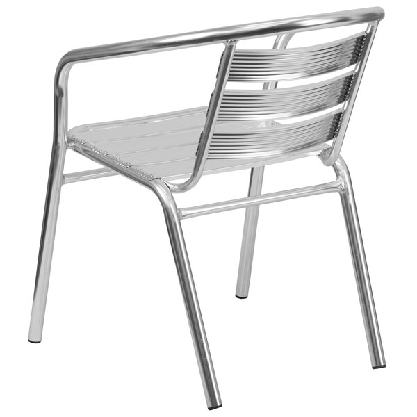 Flash Furniture Contemporary Restaurant Stack Chair, Aluminum Seat, Gray Back, 22 W 24" L 29 H, Integrated - TLH-1-GG