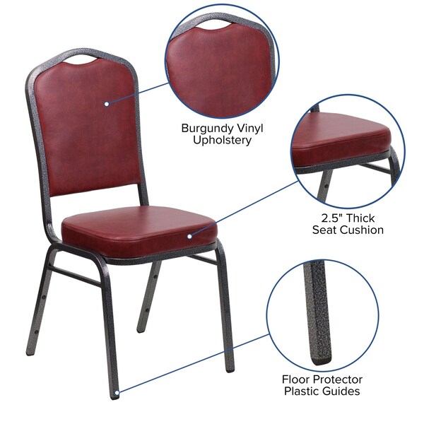 Flash Furniture Hercules Banquet Chair, 17-1/4 in W 20-1/4" L 38" H, Vinyl Seat - FD-C01-SILVERVEIN-BURG-VY-GG
