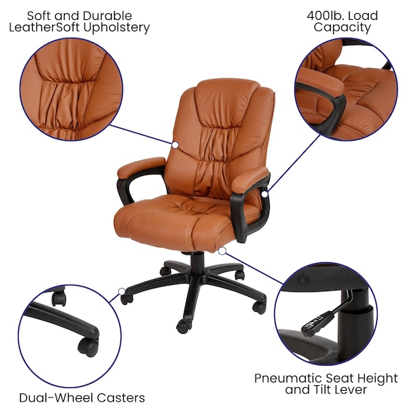 Flash Furniture 400 lb. Big & Tall Brown LeatherSoft Office Chair - CX-1179H-BR-GG