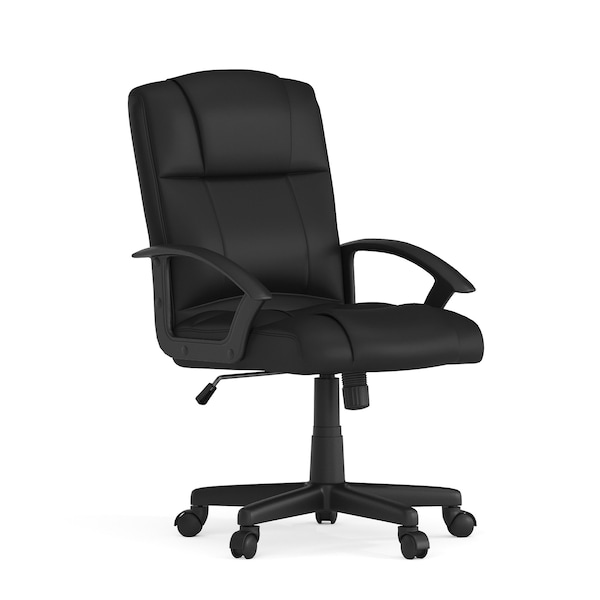 Flash Furniture Leather Task Chair, Black - CH-197220X000-BK-GG