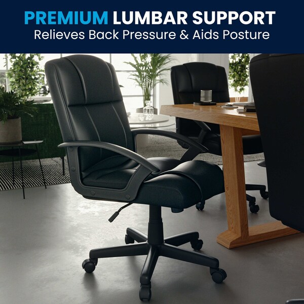 Flash Furniture Leather Task Chair, Black - CH-197220X000-BK-GG