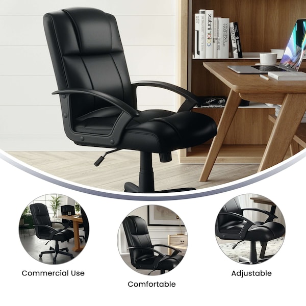 Flash Furniture Leather Task Chair, Black - CH-197220X000-BK-GG
