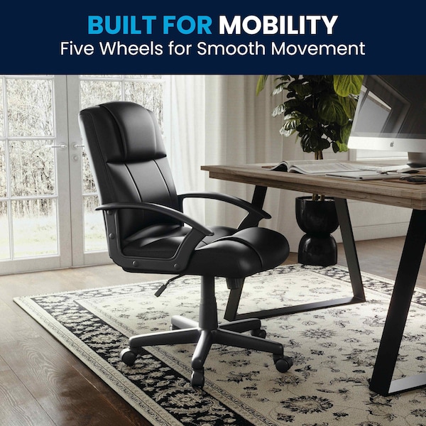 Flash Furniture Leather Task Chair, Black - CH-197220X000-BK-GG