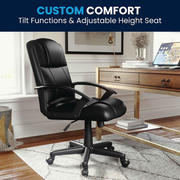 Flash Furniture Leather Task Chair, Black - CH-197220X000-BK-GG