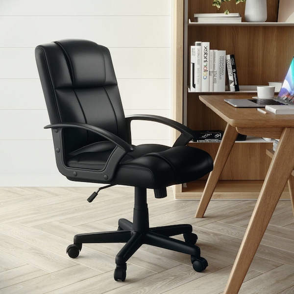 Flash Furniture Leather Task Chair, Black - CH-197220X000-BK-GG