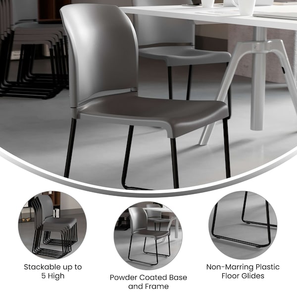 Flash Furniture Gray Plastic Stack Chair - RUT-238A-GY-GG