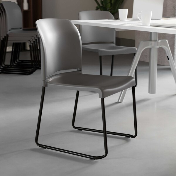 Flash Furniture Gray Plastic Stack Chair - RUT-238A-GY-GG