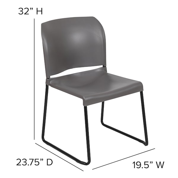 Flash Furniture Gray Plastic Stack Chair - RUT-238A-GY-GG