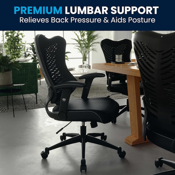 Flash Furniture High Back Designer Black Mesh Swivel Ergonomic Office Chair with Adjustable Arms - BL-ZP-806-BK-GG
