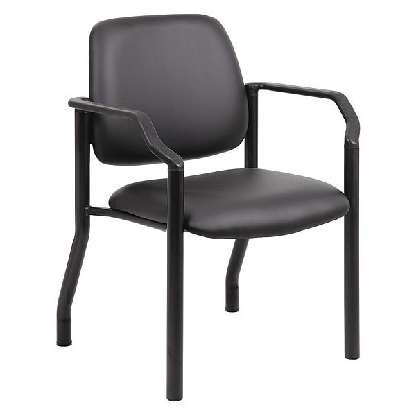 Boss Guest Chair, Black Seat, Black Back, 22" W 22" L 32-1/2" H, Fixed, Vinyl Seat - B9591AM-BK