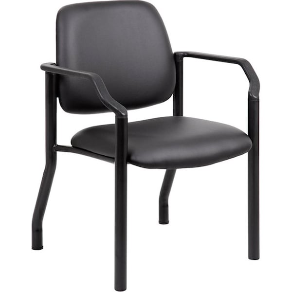 Boss Guest Chair, Black Seat, Black Back, 22" W 22" L 32-1/2" H, Fixed, Vinyl Seat - B9591AM-BK