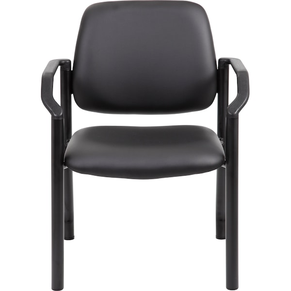 Boss Guest Chair, Black Seat, Black Back, 22" W 22" L 32-1/2" H, Fixed, Vinyl Seat - B9591AM-BK
