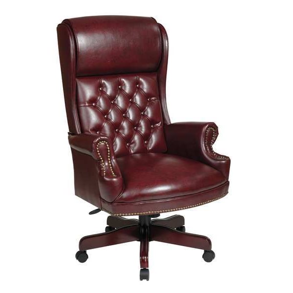 Office Star Exec Chair, Vinyl, Brown, 20-23" Seat Ht - TEX228-JT4