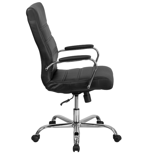 Flash Furniture High Back Black LeatherSoft Executive Swivel Office Chair with Chrome Frame and Arms - GO-2286H-BK-GG