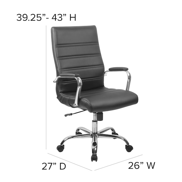 Flash Furniture High Back Black LeatherSoft Executive Swivel Office Chair with Chrome Frame and Arms - GO-2286H-BK-GG