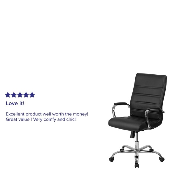 Flash Furniture High Back Black LeatherSoft Executive Swivel Office Chair with Chrome Frame and Arms - GO-2286H-BK-GG