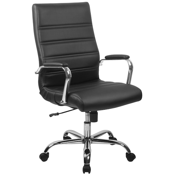 Flash Furniture High Back Black LeatherSoft Executive Swivel Office Chair with Chrome Frame and Arms - GO-2286H-BK-GG