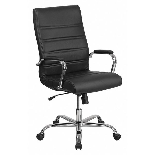 Flash Furniture High Back Black LeatherSoft Executive Swivel Office Chair with Chrome Frame and Arms - GO-2286H-BK-GG
