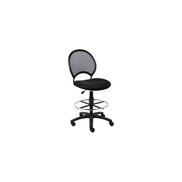Global Equipment Boss Mesh Drafting Stool - Fabric - Black - O-16215