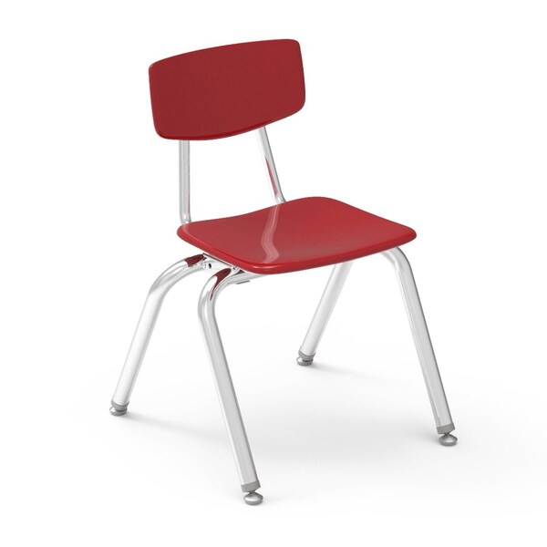 Virco 3000 Series 14" Classroom Chair, Kindergarten - 2nd Grade with Nylon Glides - Red Seat - 3014