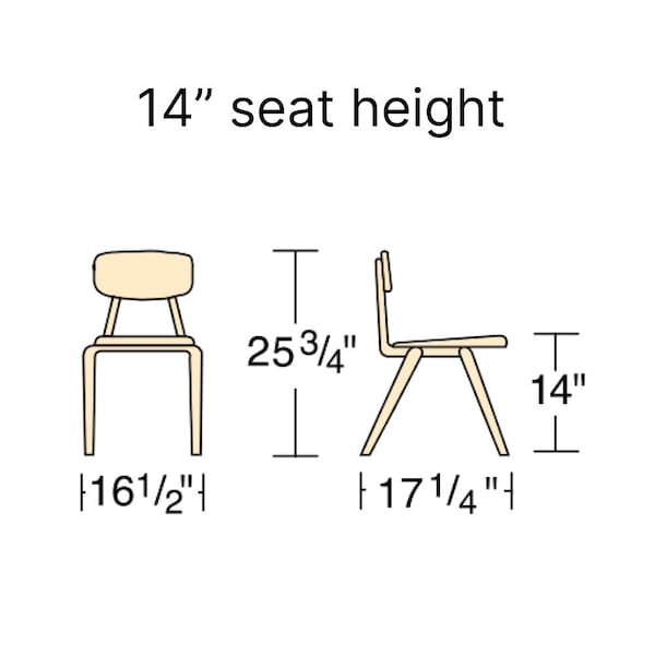 Virco 3000 Series 14" Classroom Chair, Kindergarten - 2nd Grade with Nylon Glides - Red Seat - 3014