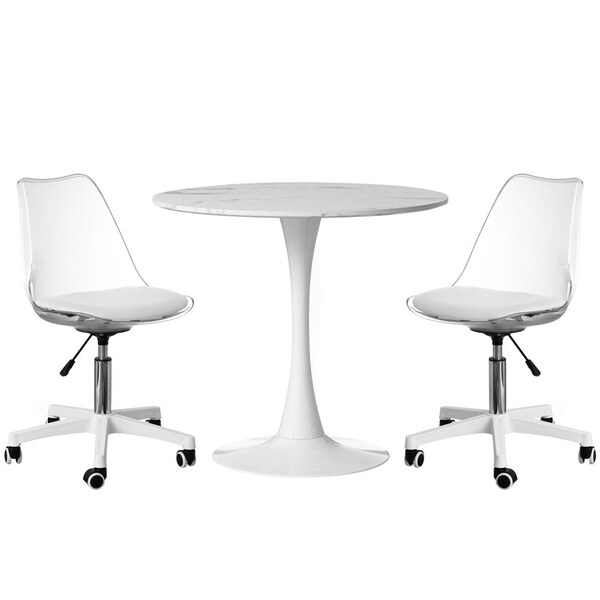 Fabulaxe Clear Acrylic Desk Chair - Armless Office Chair, Height Adjustable, Rolling Chair - Modern - QI004673.CL.2
