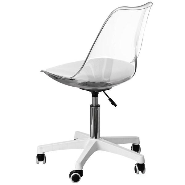 Fabulaxe Clear Acrylic Desk Chair - Armless Office Chair, Height Adjustable, Rolling Chair - Modern - QI004673.CL.2