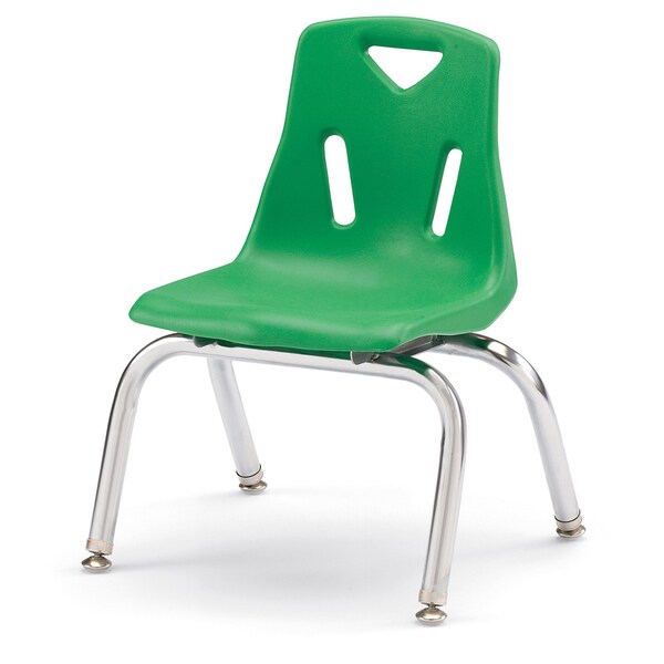 Jonti-Craft Berries Stacking Chairs with Chrome-Plated Legs, 10 in. Ht, Set of 6, Green - 8140JC6119