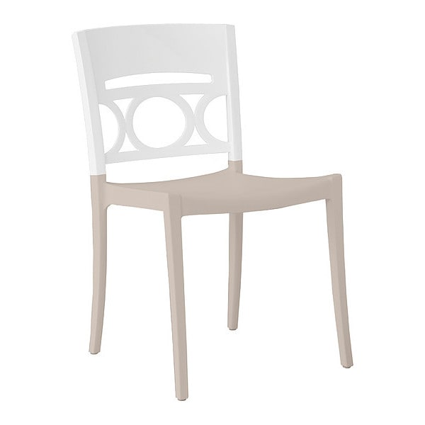 Grosfillex Moon Stacking Chair, Glacier White/Linen - US656096