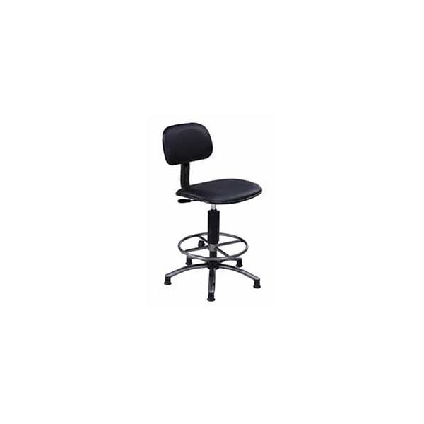 Global Industrial Vinyl Upholstered Swivel Stool, 25 - 29H Seat, Black - 240146