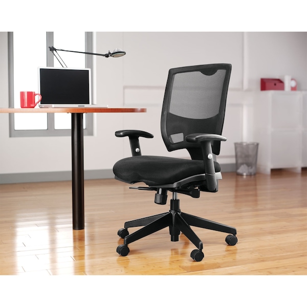 Alera Task Chair Epoch Series Fabric-Mesh Multifunction Chair, Padded Arms, 19" to 24" Height, Fabric - ALEEP42ME10B