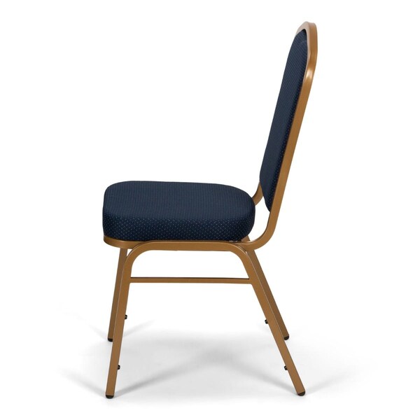 Atlas Commercial Products Crown Back Banquet Chair, Gold Frame, Navy Blue Patterned - CBC9NVFGF-BD