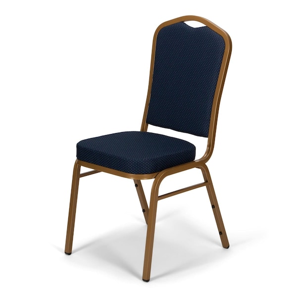 Atlas Commercial Products Crown Back Banquet Chair, Gold Frame, Navy Blue Patterned - CBC9NVFGF-BD